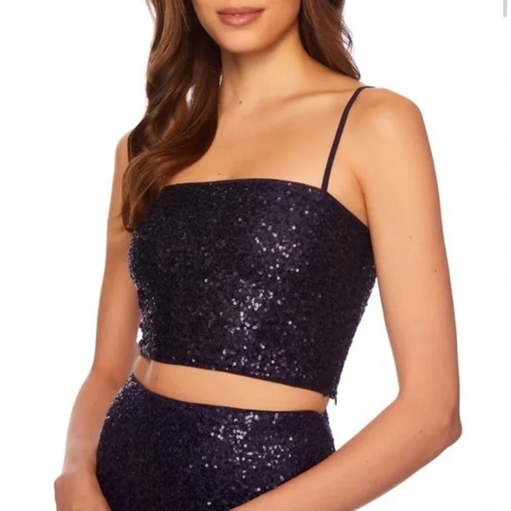 NWT Susana Monaco Sz XS Thunder Cropped Sequined Sleeveless Cami Top Festival